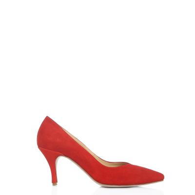 Kırmızı Süet V Kesim Stiletto Ayakkabı(a-313)
