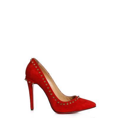 Kırmızı Süet Pimli Stiletto Ayakkabı(a-194a)