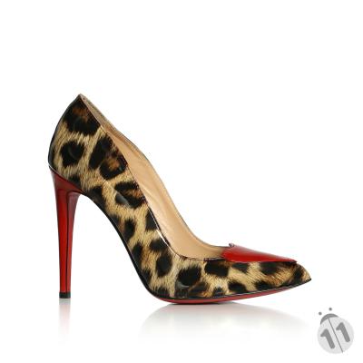 Leopar Baskılı & Kırmızı Rugan Kalpli Stiletto Ayakkabı