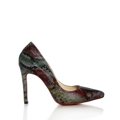 Kırmızı & Yeşil Renkli Yılan Baskılı Deri Stiletto Ayakkabı(A-105)