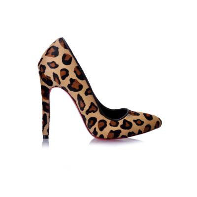 Leopar Baskılı Tay Derisi Kenarları Biyeli Stiletto Ayakkabı(A-198)