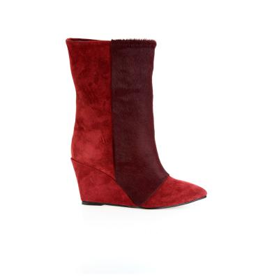 Bordo Süet & Bordo Tay Derisi Dolgu Topuk Bot