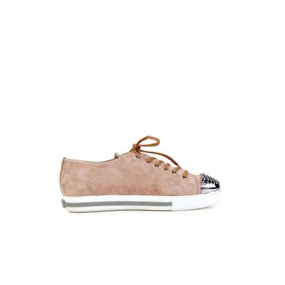 Pudra Süet Burun Droglu Maskeretli Sneaker Ayakkabı