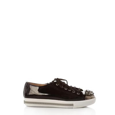 Siyah Rugan Burnu Taşlı Sneaker Ayakkabı(a-92)