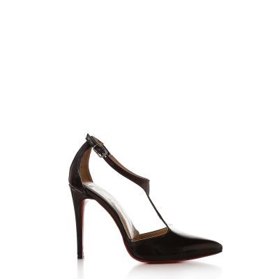 Siyah Rugan T Bantlı Stiletto Ayakkabı(a-399)