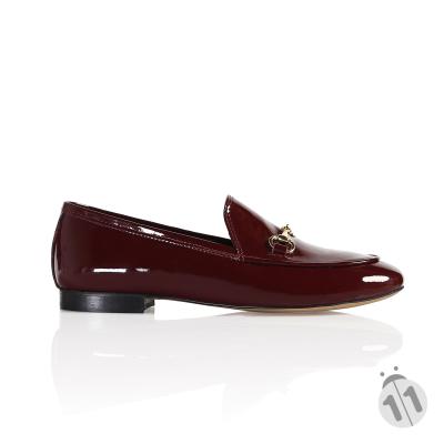 Bordo Rugan Önden Tokalı Loafer Babet