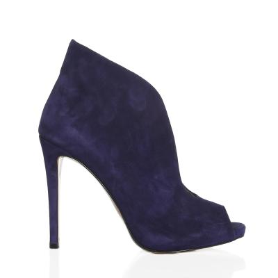 Saks Mavi Süet U Kesim Burnu Açık Bootie(Bot-72)