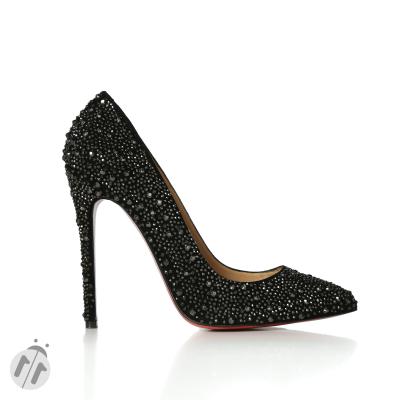 Siyah Süet Siyah Taşlı Stiletto Ayakkabı(a-198t)