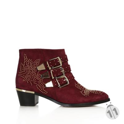Bordo Süet Pimli Üç Tokalı Bot(bot-154)