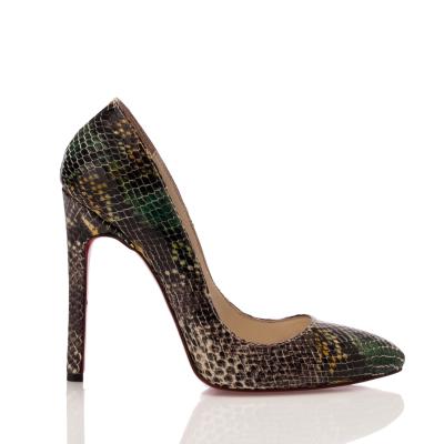 Renkli Yılan Baskılı Deri Stiletto Ayakkabı(A-198)
