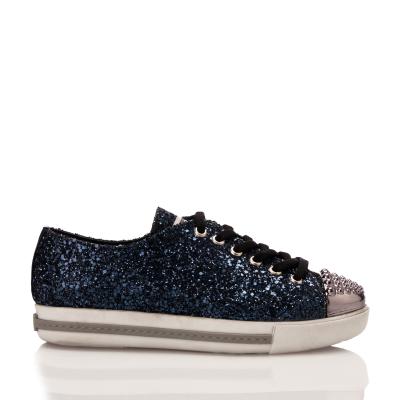 Lacivert Simli Önü Gümüş Droglu Maskeretli Sneaker Ayakkabı