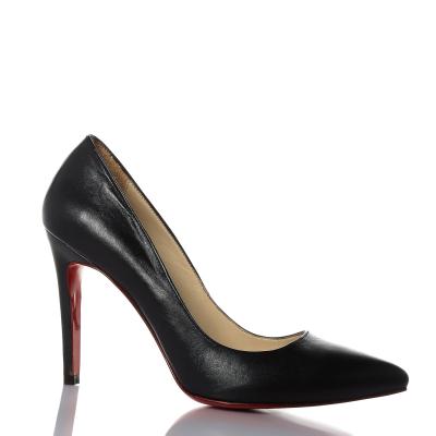 Siyah Deri Stiletto Ayakkabı(A-105)