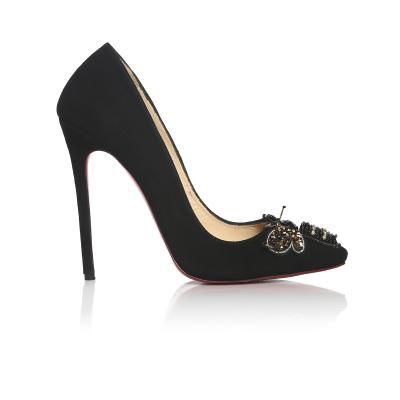 Siyah Süet Arı Taşlı Tokalı Stiletto Ayakkabı