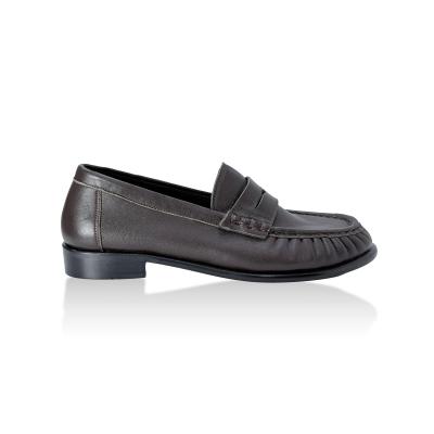 Kahverengi Deri Saraçlı Pliseli Loafer Babet(116)