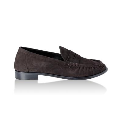 Kahverengi Süet Saraçlı Pliseli Loafer Babet(116)