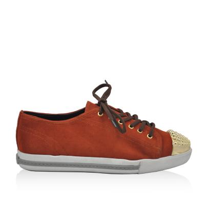 Kremit Kırmızısı Süet Burun Droglu Maskeretli Sneaker Ayakkabı