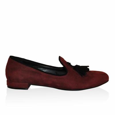 Bordo Süet Önü Püsküllü Dilli Babet