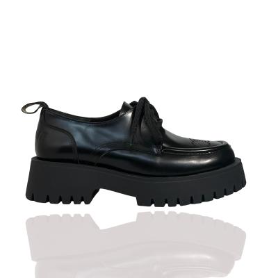 Siyah Açma Onu Nakışlı Bağcıklı Loafer Oxford