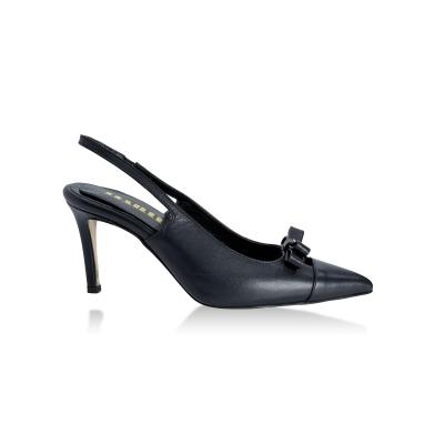 Siyah Deri CC Tokalı Fiyonklu Stiletto(ac-17)