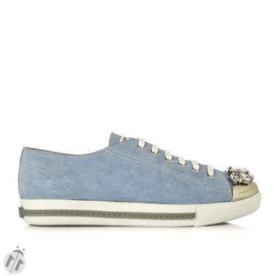 Mavi Süet Burnu Taşlı Sneaker Ayakkabı(a-92)