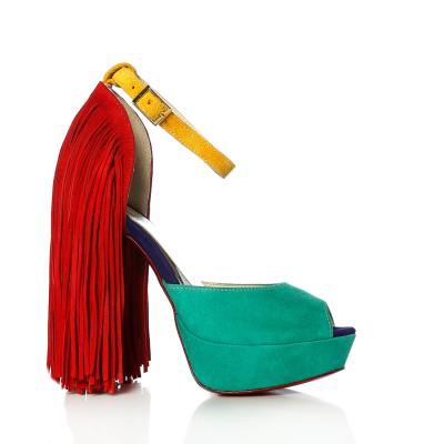 Kırmızı & Mint Yeşili & Saks Mor & Sarı Süet Arkası Püsküllü Ayakkabı