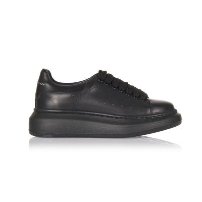 Siyah Deri Kalın Tabanlı Sneaker Ayakkabı